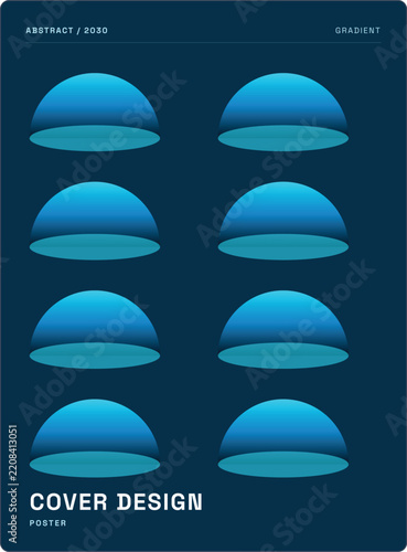 Abstract Geometric Sphere Pattern with Blue Gradient Dome Elements for Modern Minimalist Posters