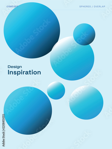 Abstract Geometric Blue Spheres Overlapping Gradient Composition Minimalist Graphic Design Backdrop