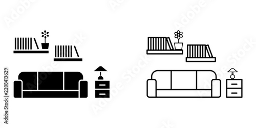 Interior set icon on white background