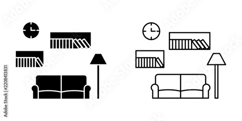 Interior set icon on white background