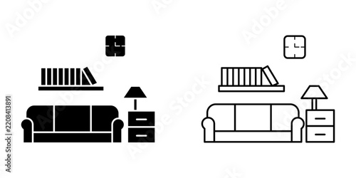 Interior set icon on white background