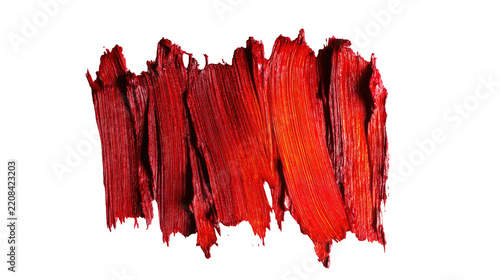 Red paint brush strokes, abstract artistic texture, bold grunge brush marks isolated for creative backgrounds, branding, graphic design, advertising and modern artwork