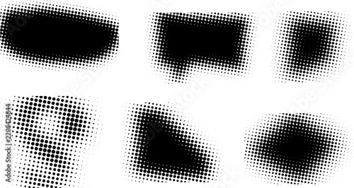 Halftone Dot Shape Collection Black Gradient Texture Abstract Graphic Elements