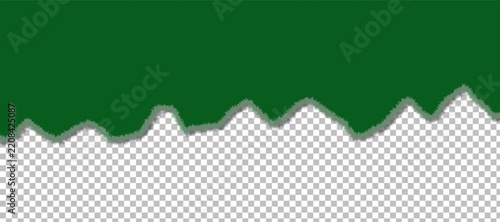 Green Torn Paper Edge Rough Texture Transparent Background Decorative Design Element