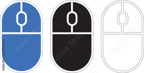 Computer Mouse Vector Icon Isolated on White Background — Pointing Device Symbol for Technology, Navigation, Input and Digital Computer Use