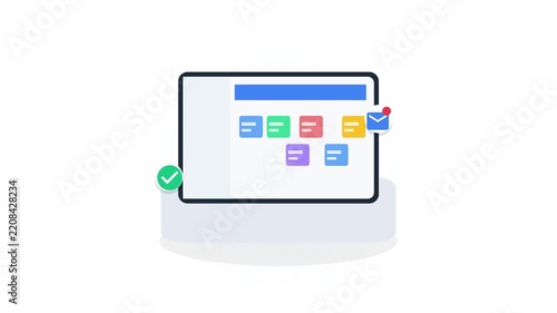 Virtual assistant managing calendar schedule and emails on laptop