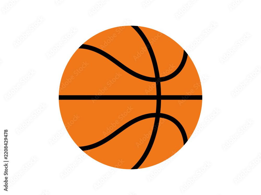 Fototapeta premium Orange basketball with black lines and seams displayed against a neutral background for sports branding.