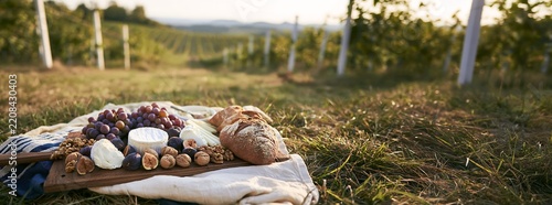 Vineyard Picnic Board with Grapes and Bread