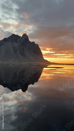 Golden Dawn Above Vestrahorn and Black Sand Beach