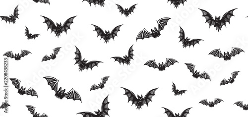 Halloween pattern with bat on white