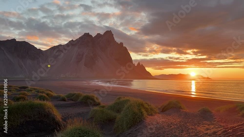 Golden Dawn Above Vestrahorn and Black Sand Beach