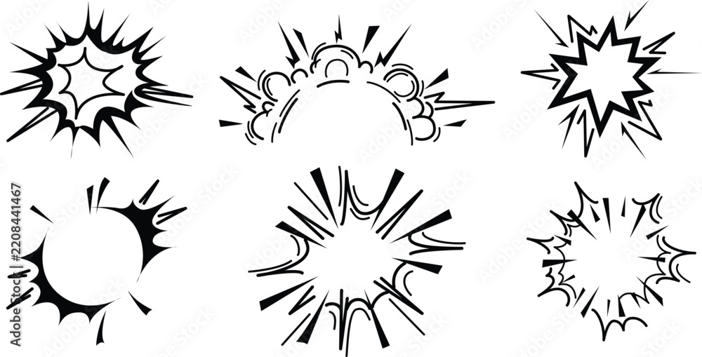 Obraz premium Comic book explosion elements and speech bubbles