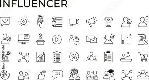 Set of influencer marketing icons