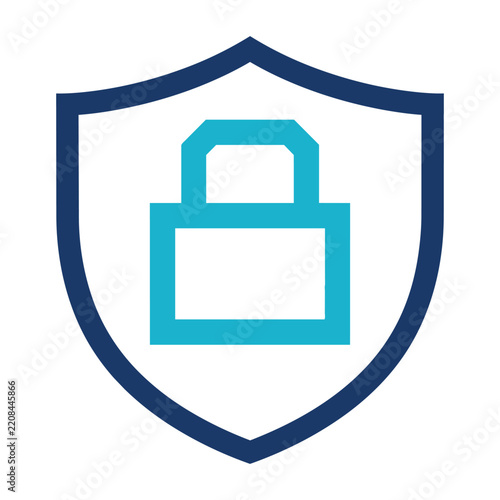 Cyber security shield with padlock icon vector illustration for data protection and safety concept