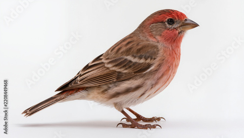Male Red Finch House Finch Isolated on Seamless White Background