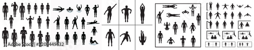 set of people swimming in the pool top view silhouettes for architectural assets. men and women swimmer. black shadow plan