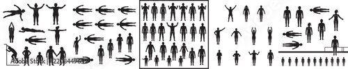 set of people swimming in the pool top view silhouettes for architectural assets. men and women swimmer. black shadow plan
