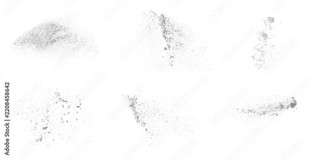 Obraz premium Snow flying in air against transparent background, set