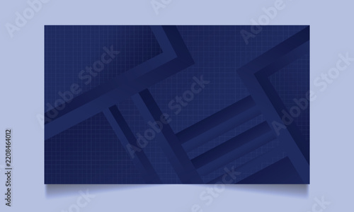 Modern Dark Blue Geometric Background Banner with Abstract Shapes, Dynamic Lines, Elegant Layers and Professional Corporate Design
