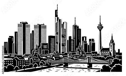 Frankfurt City Skyline Black Silhouette