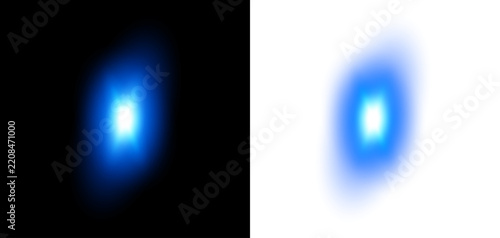 Dynamic blue light flare effect with glowing core perfect for compositing isolated on transparent background