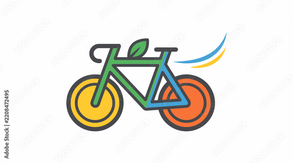 Obraz premium Colorful stylized bicycle with rainbow trail