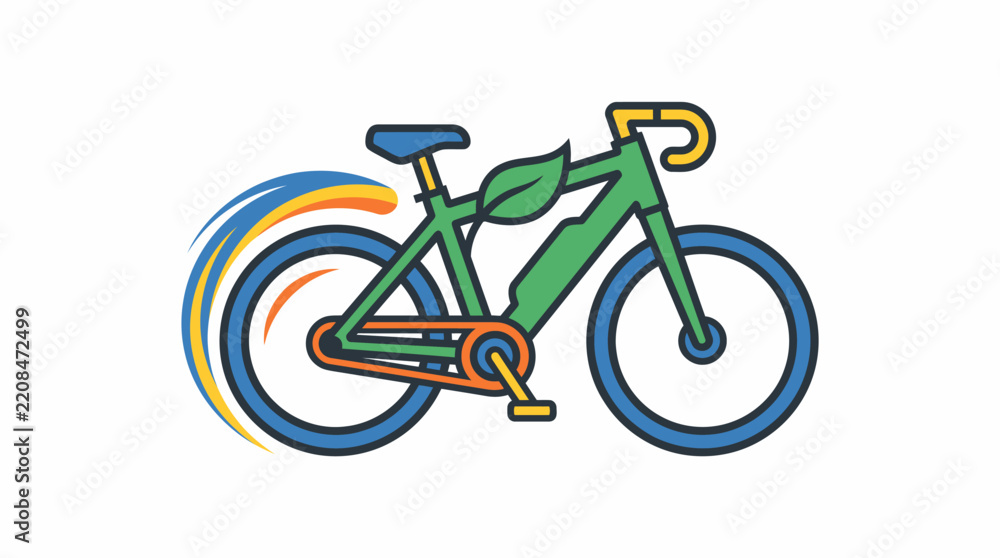 Obraz premium Colorful bicycle with rainbow wheels illustration