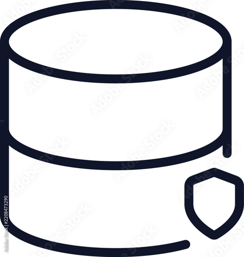 Secure database line icon with shield
