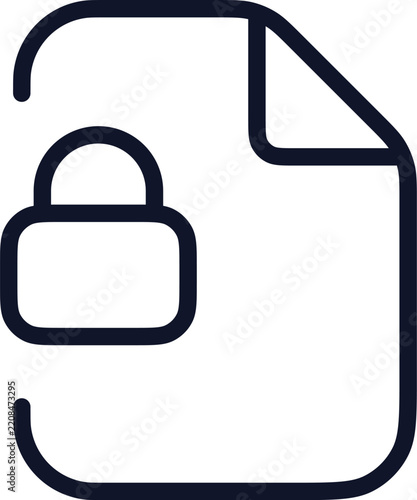Encrypted document line icon with padlock
