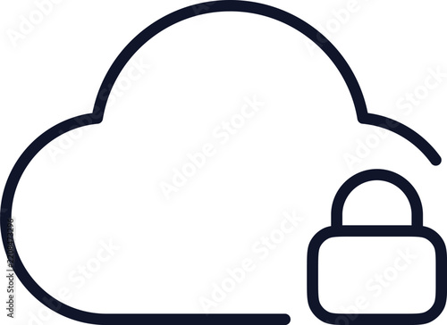 Secure cloud storage line icon with padlock
