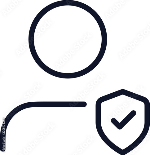 User verification line icon with shield check