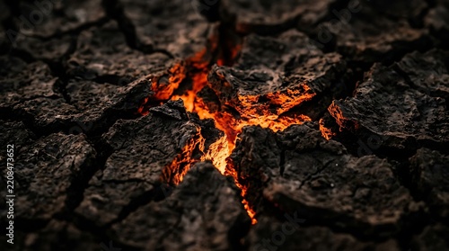 Cracked Dry Earth with Glowing Heat Fissures