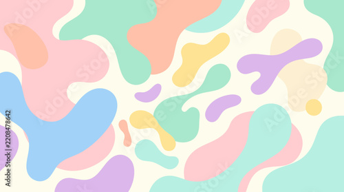 Abstract Vector Background Featuring Colorful Liquid Blobs and Organic Fluid Shapes in Soft Pastel Tones, Modern Aesthetic Design for Creative Wallpapers, Banners, and Social Media Graphics