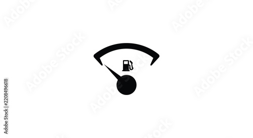 Fuel gauge icon with gasoline symbol black silhouette