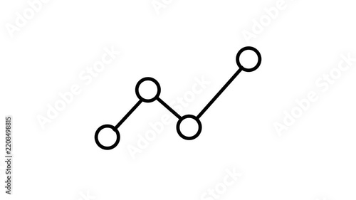 Minimalist Black and White Line Graph Animation Showing Fluctuating Upward Trend on White Background.