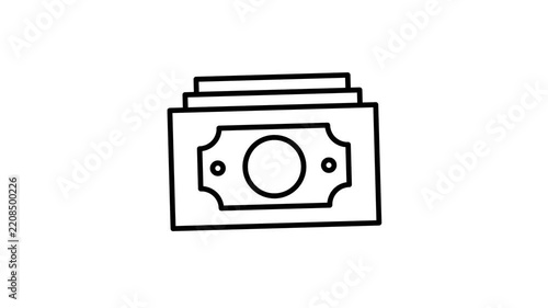 Hand drawn animation of a stack of money bills on a white background for financial concepts.