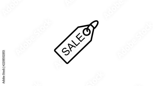 Minimalist Line Art Animation of a Sale Price Tag Icon on White Background.