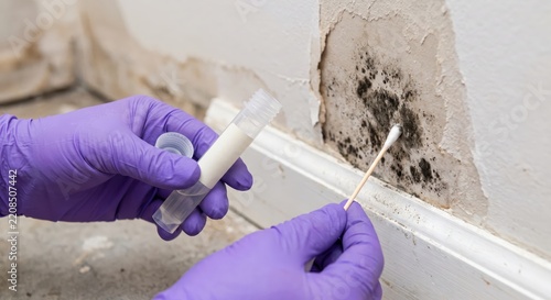 Mold Testing Procedure with Swab and Sample Collection Tube.