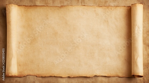 Vintage blank parchment scroll on aged paper background for decorative use Generative AI