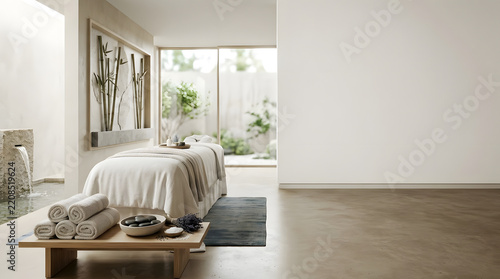 a bed in a room