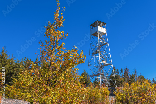 St. Regis Fire Tower near Paul Smiths, NY, Adirondacks on a crisp clear Autumn morning 