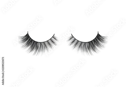 Black false eyelashes creating beauty and cosmetic enhancement