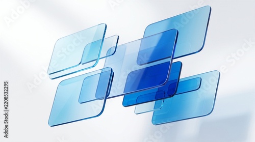 Modern abstract blue glass geometric composition
