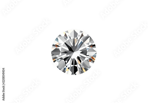 Round brilliant cut diamond gemstone sparkling on transparent background