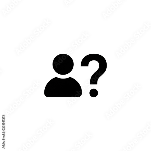 A black silhouette of a person with a question mark, indicating an unknown user or support.