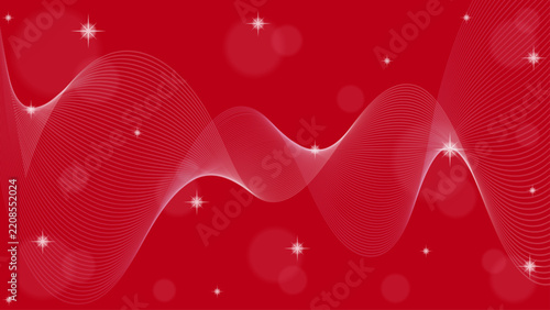 Swirling Line Ornaments And Sparkling Stars On A Red Background