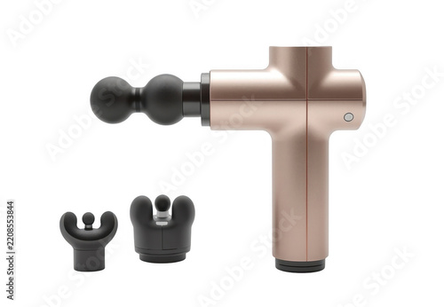 Rose gold percussion massage gun with attachments