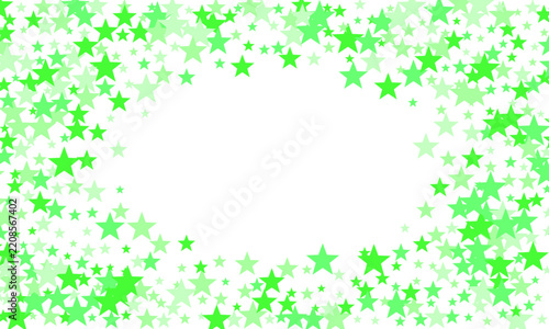 Green star shine confetti pattern falling green stars. Flat design green stars background