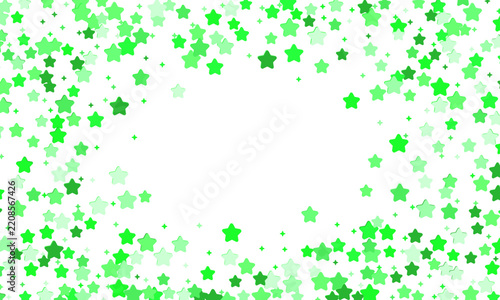 Green star shine confetti pattern falling green stars. Flat design green stars background