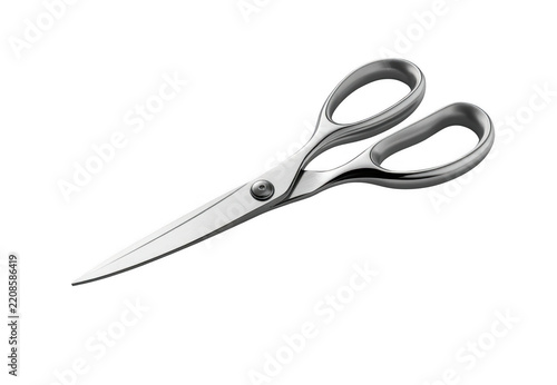 Sharp stainless steel scissors lying open, ready for use
